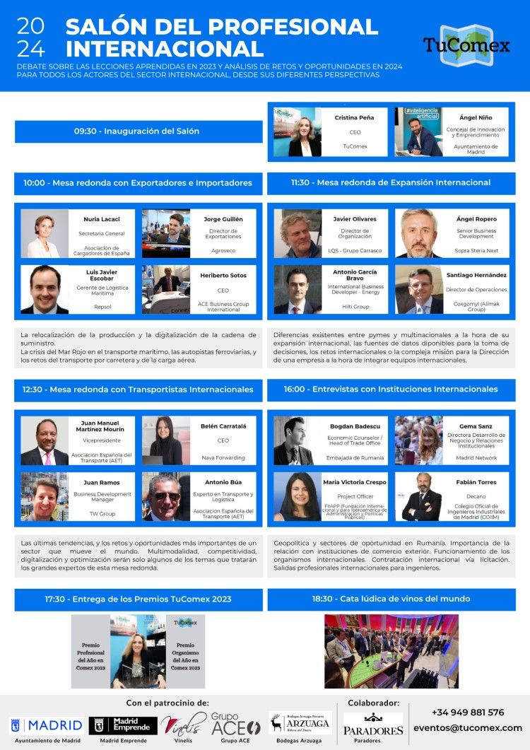 Reportaje del Salón del Profesional Internacional 2024 de TuComex en Madrid - Programa del Salón