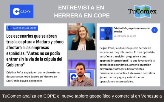 TuComex analiza en COPE el nuevo tablero geopolítico y comercial en Venezuela